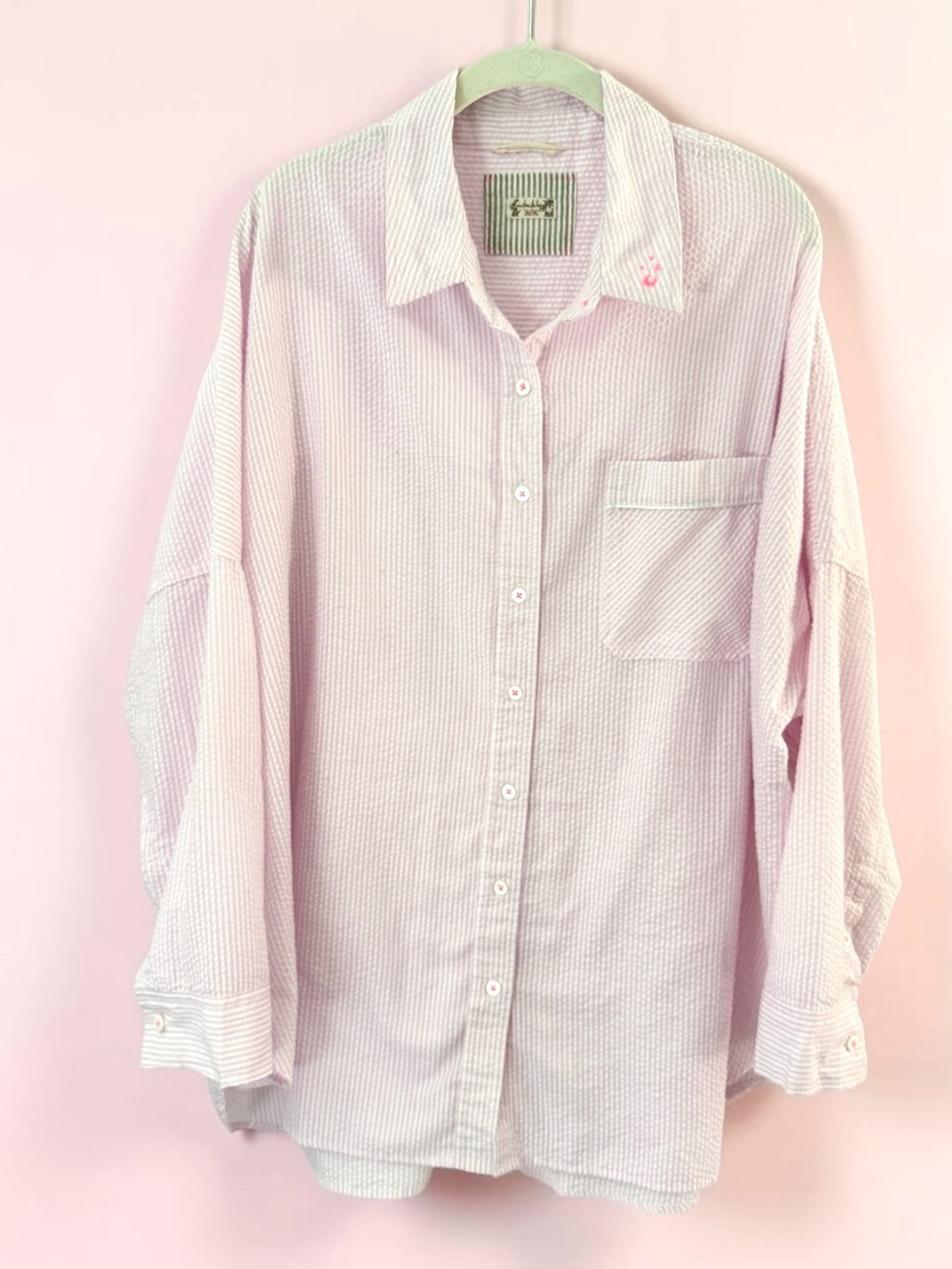 Free People Intimately Room Service Oversized PJ Lounge Shirt Pink Seersucker
M - Picture 2 of 9